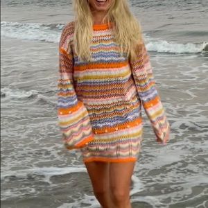 Multi colored knit long sleeve dress (verge girl look alike)